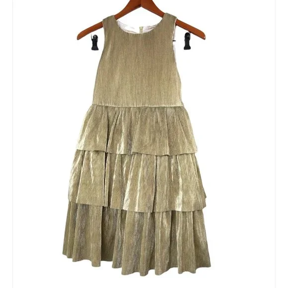Mini Boden | Dresses | Mini Boden Girls Gold Tiered Dress | Poshmark